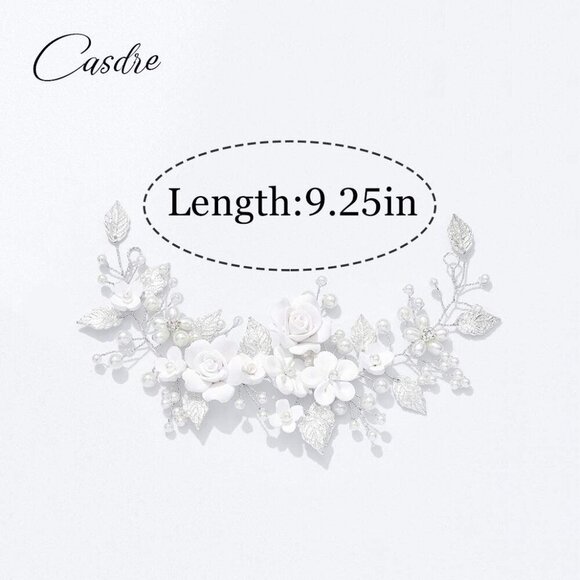Flower Bride Wedding Hair Vine Pearl Bridal Headpiece Leaf Hair Accessories Hair - Picture 7 of 8